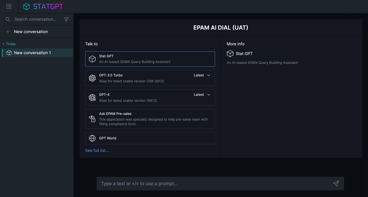 Official StatGPT demo interface